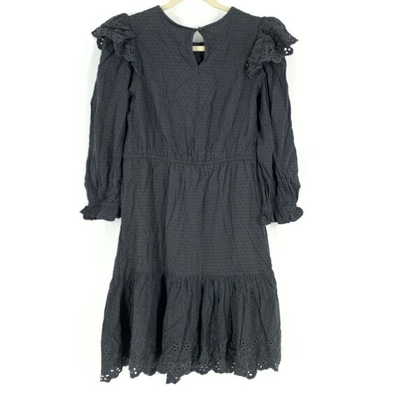 Universal Thread Women's Large Ruffle Long Sleeve Dress Black W/Pockets NWT - Picture 3 of 8